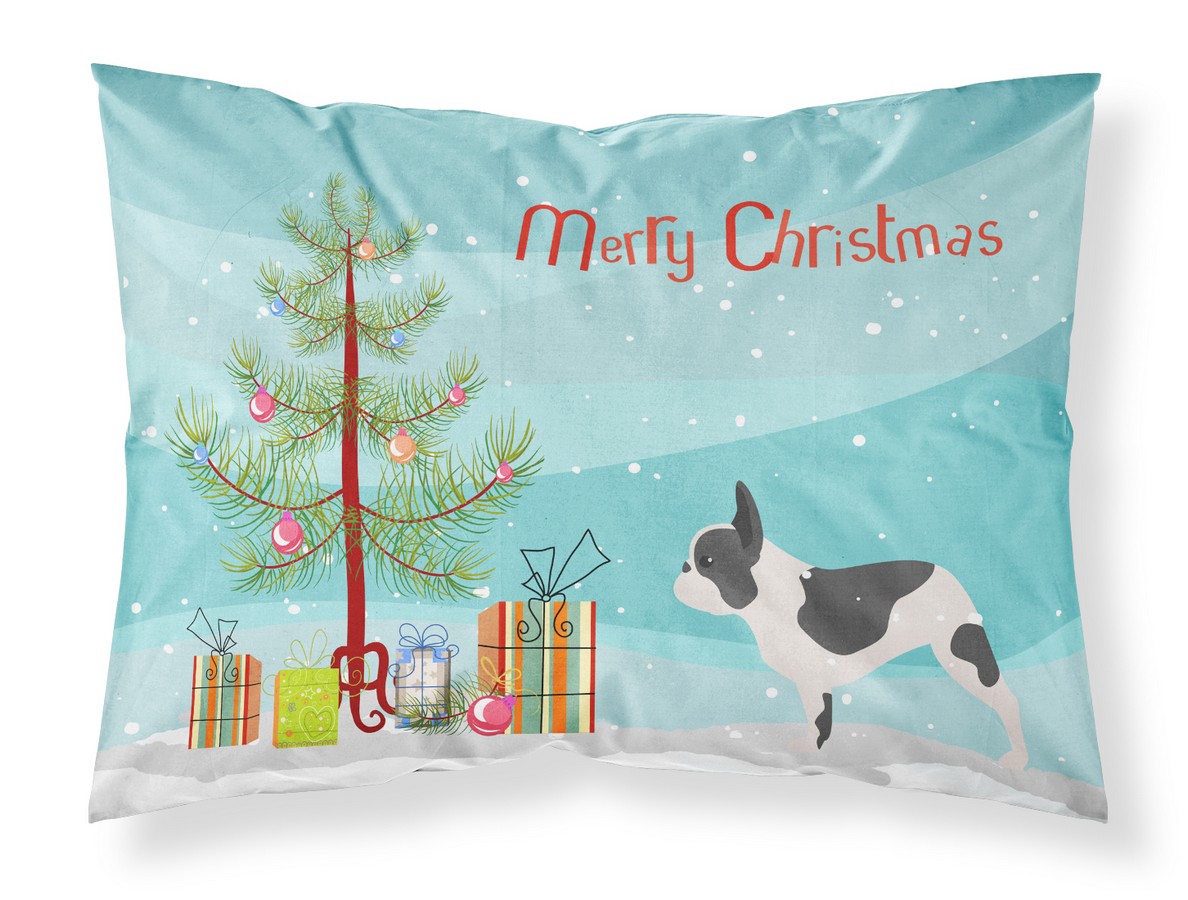 French Bulldog Merry Christmas Tree Fabric Standard Pillowcase