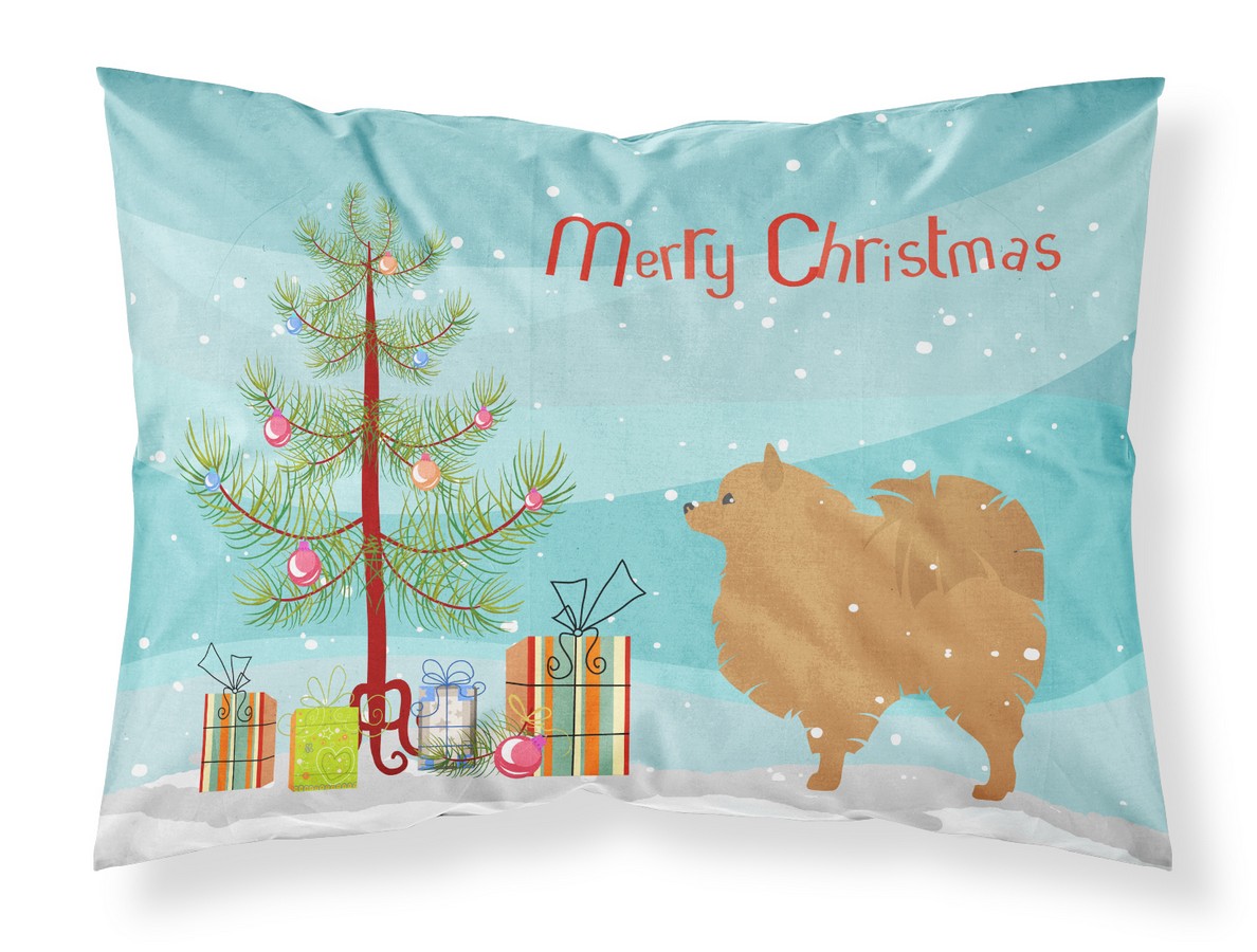 Pomeranian Merry Christmas Tree Fabric Standard Pillowcase