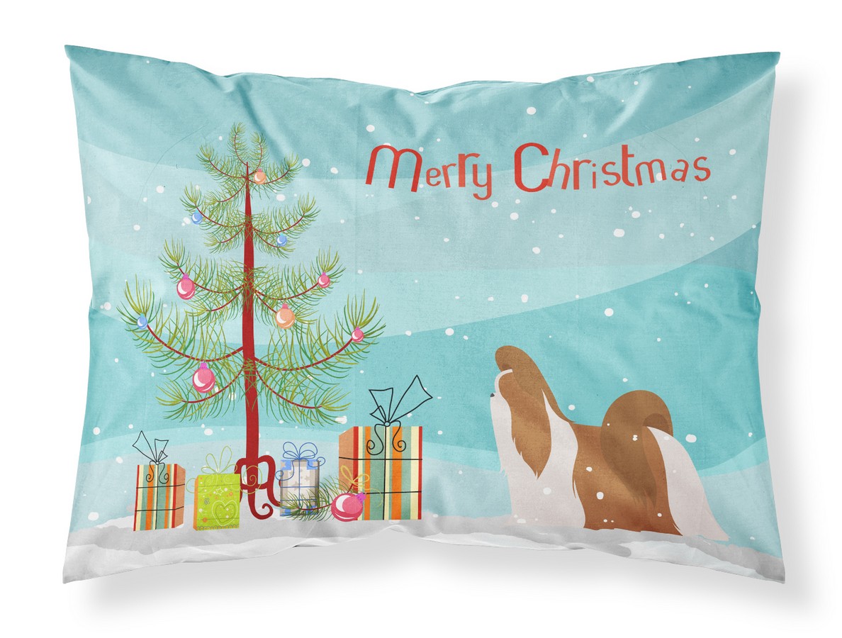 Shih Tzu Merry Christmas Tree Fabric Standard Pillowcase