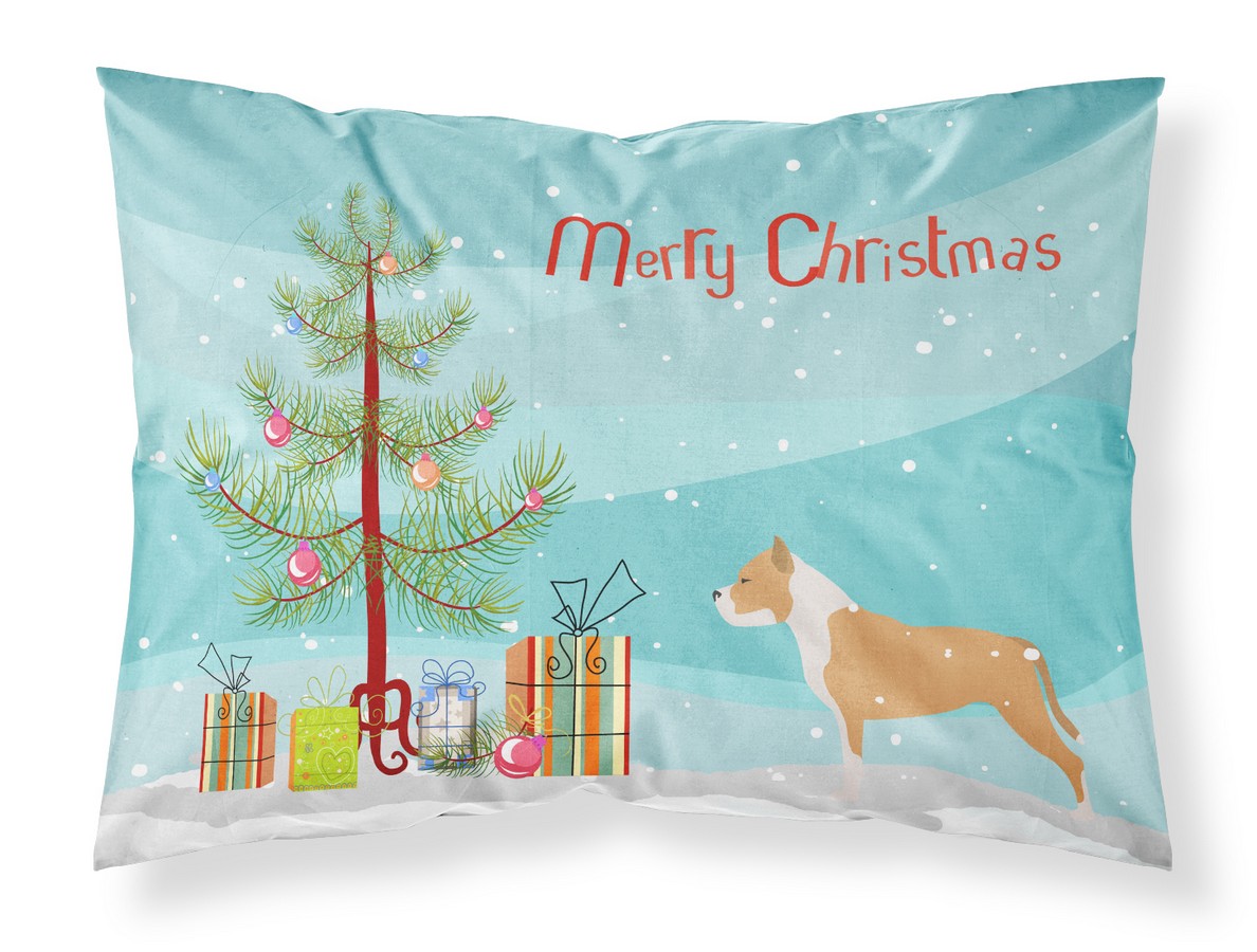 BB2972PILLOWCASE Staffordshire Bull Terrier Merry Christmas Tree Fabric Standard Pillowcase