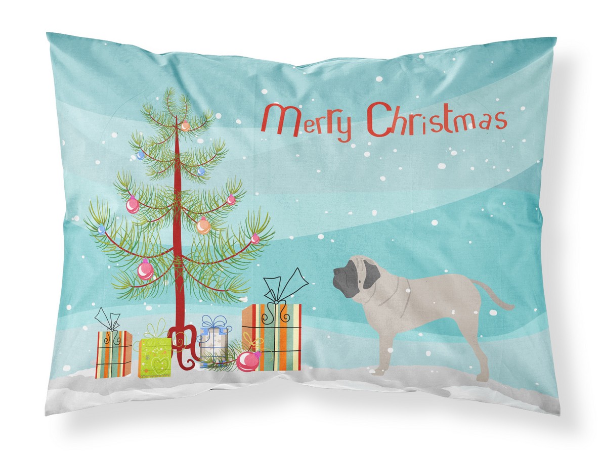 BB2974PILLOWCASE English Mastiff Merry Christmas Tree Fabric Standard Pillowcase