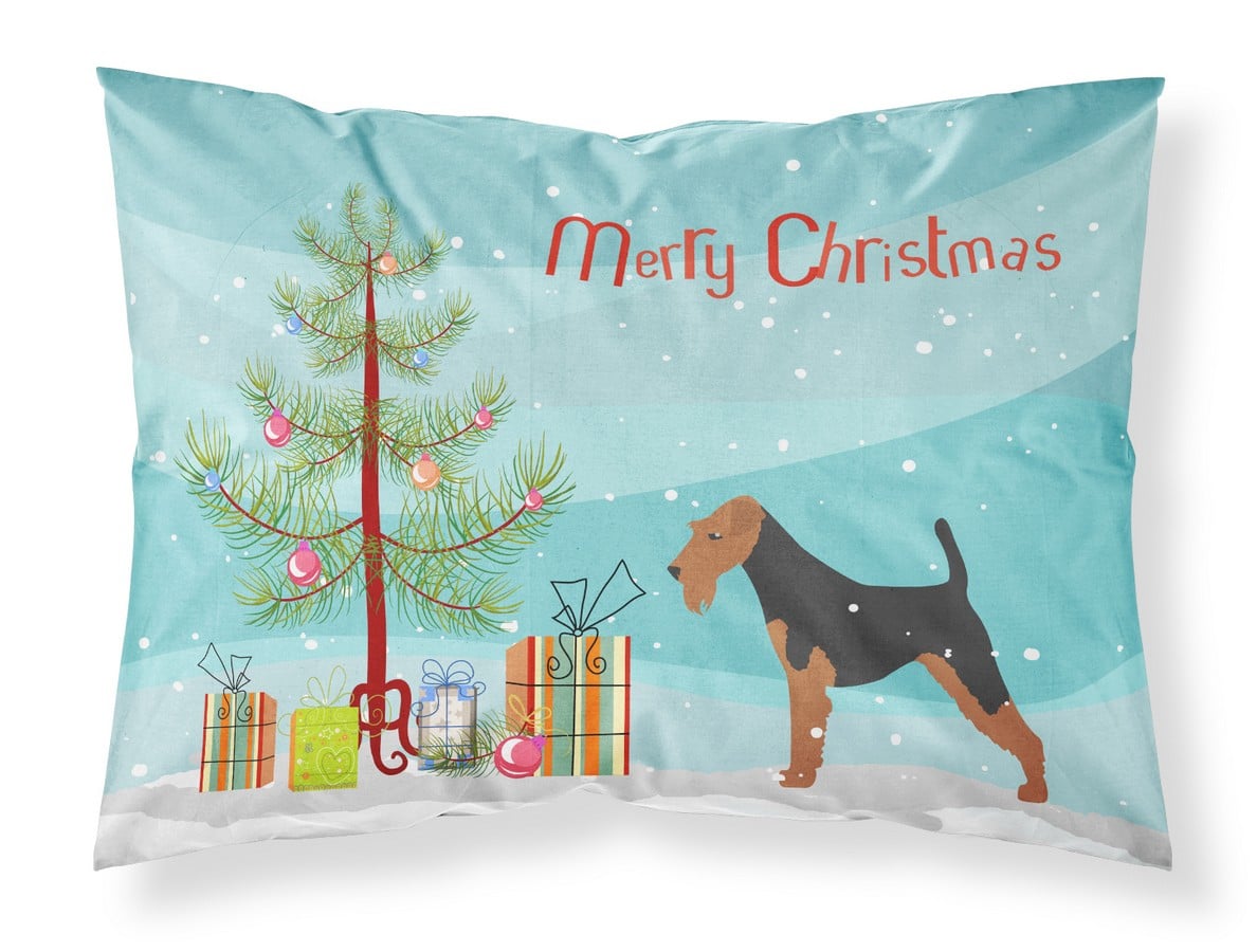 BB2975PILLOWCASE Airedale Terrier Merry Christmas Tree Fabric Standard Pillowcase