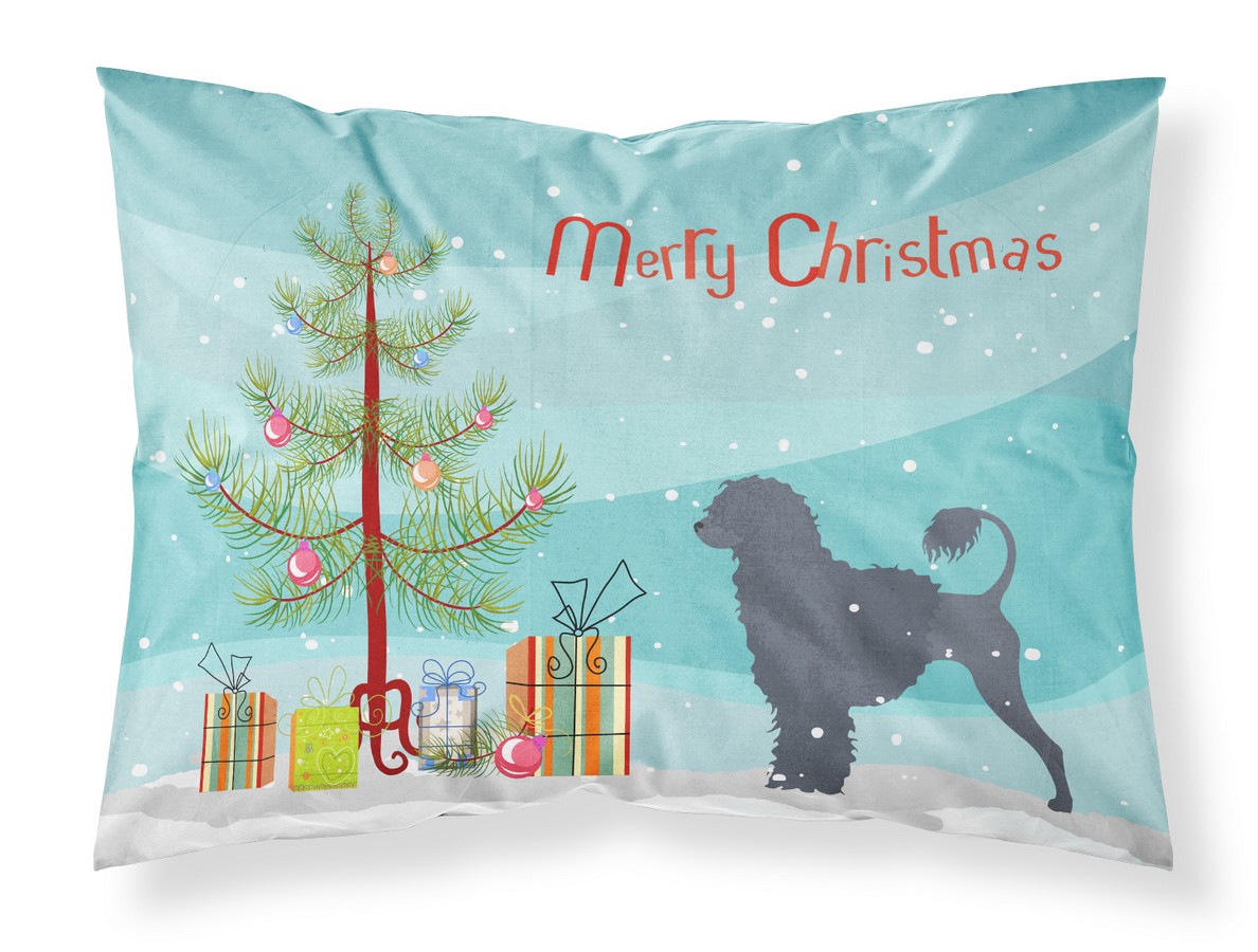 Portuguese Water Dog Merry Christmas Tree Fabric Standard Pillowcase