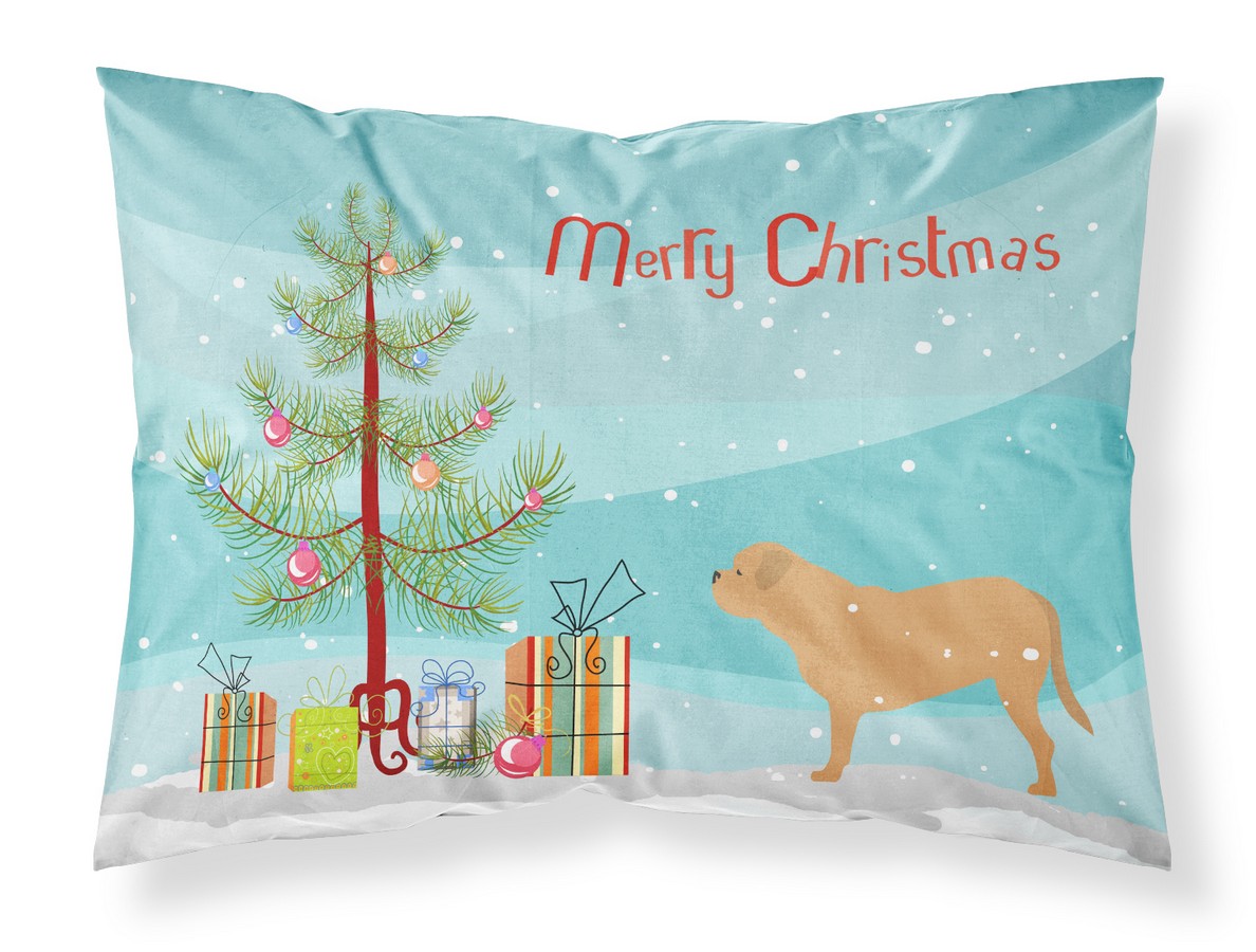 Dogue de Bordeaux Merry Christmas Tree Fabric Standard Pillowcase