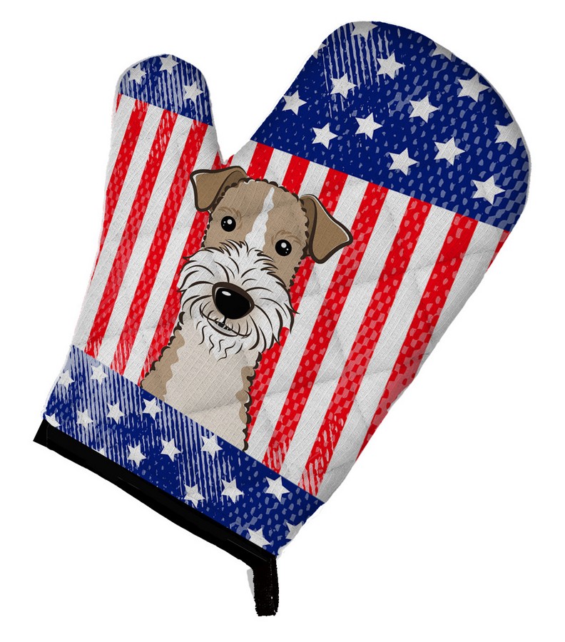 Picture of Carolines Treasures BB2177OVMT American Flag & Wire Haired Fox Terrier Oven Mitt