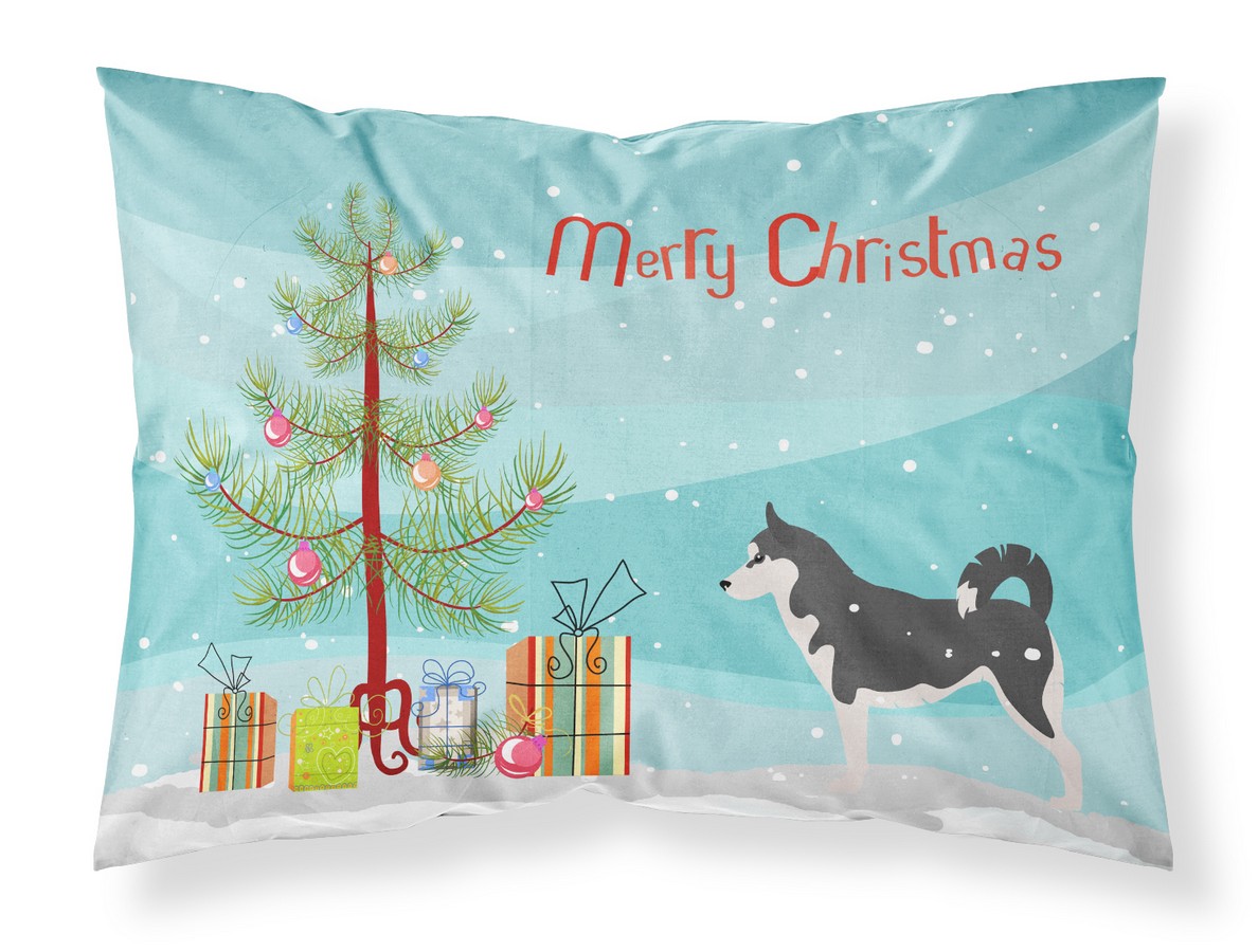 Siberian Husky Merry Christmas Tree Fabric Standard Pillowcase