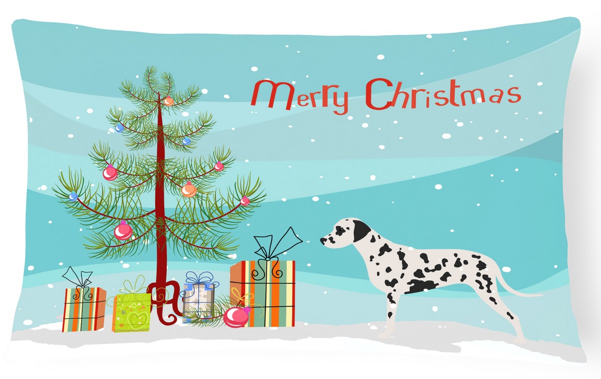 Dalmatian Merry Christmas Tree Canvas Fabric Decorative Pillow