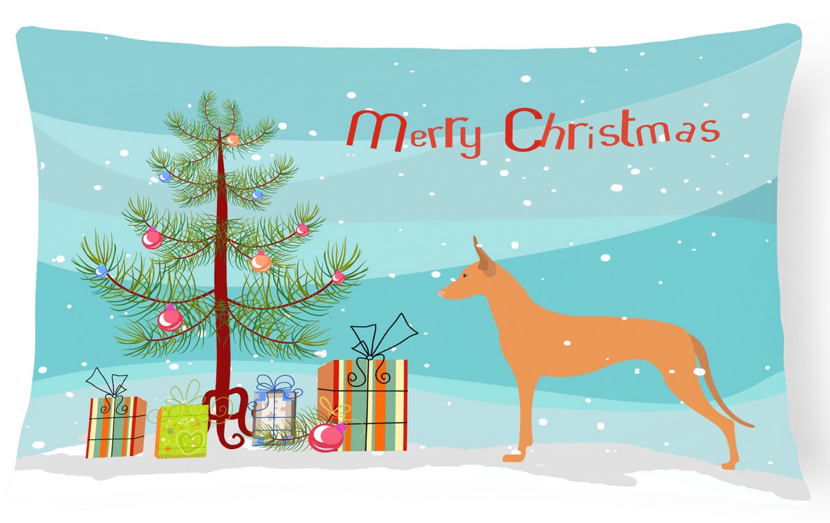 Pharaoh Hound Merry Christmas Tree Canvas Fabric Decorative Pillow