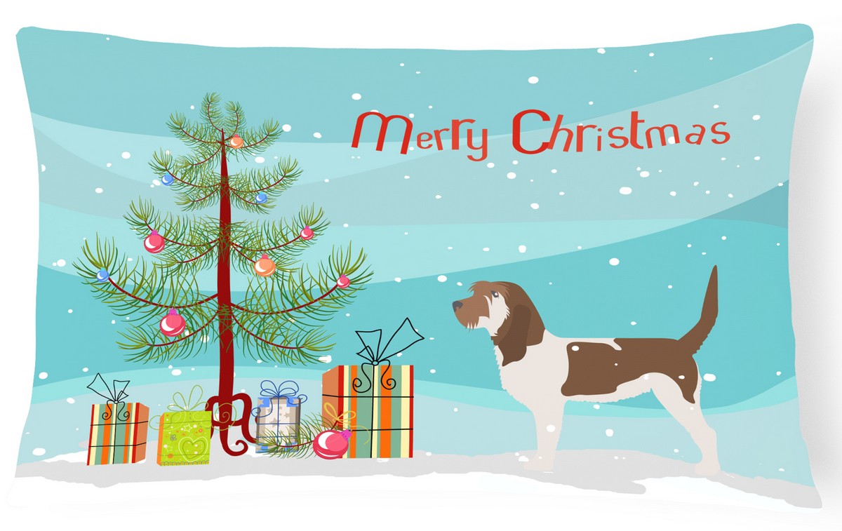 Grand Basset Griffon Vendeen Merry Christmas Tree Canvas Fabric Decorative Pillow