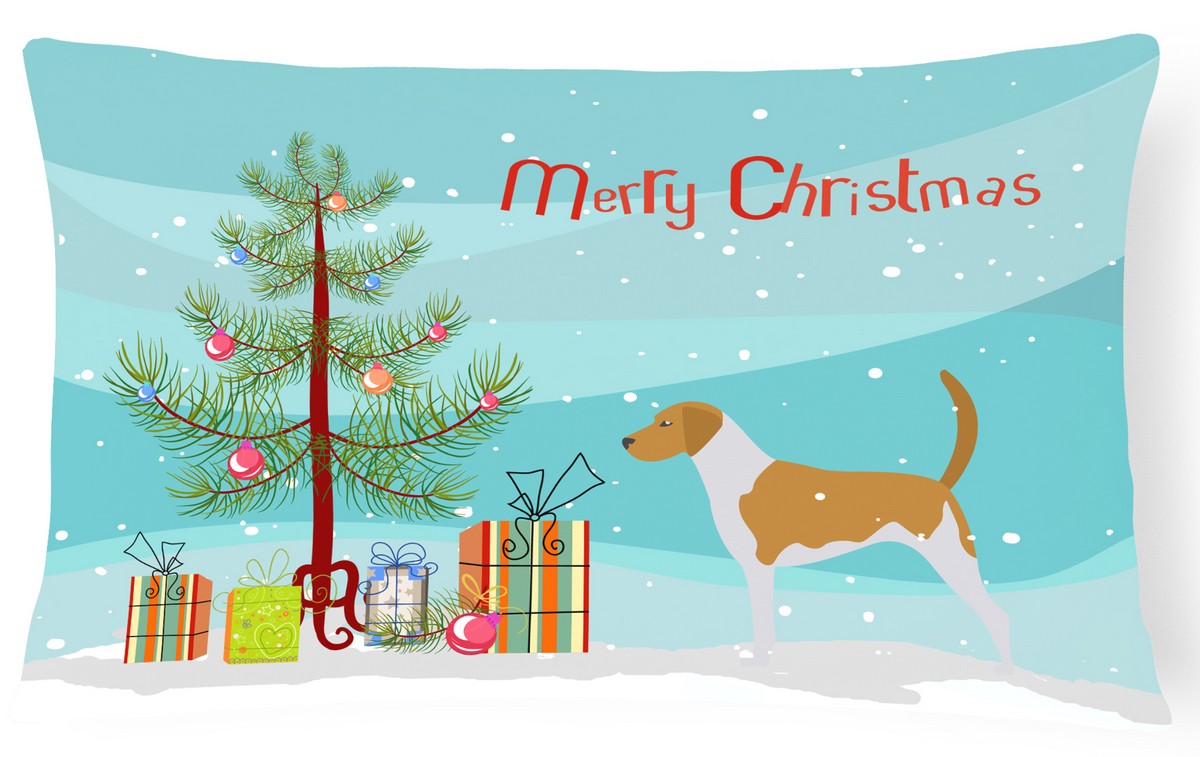 American Foxhound Merry Christmas Tree Canvas Fabric Decorative Pillow