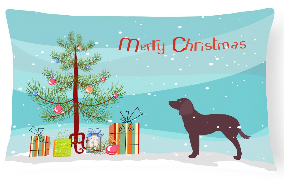 American Water Spaniel Merry Christmas Tree Canvas Fabric Decorative Pillow