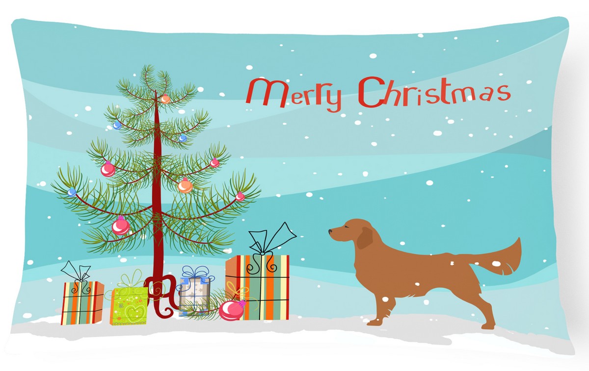 Golden Retriever Merry Christmas Tree Canvas Fabric Decorative Pillow