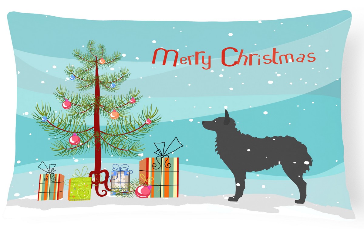Croatian Sheepdog Merry Christmas Tree Canvas Fabric Decorative Pillow