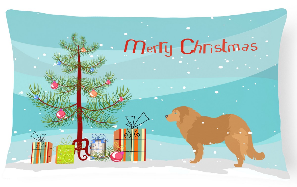 Caucasian Shepherd Dog Merry Christmas Tree Canvas Fabric Decorative Pillow