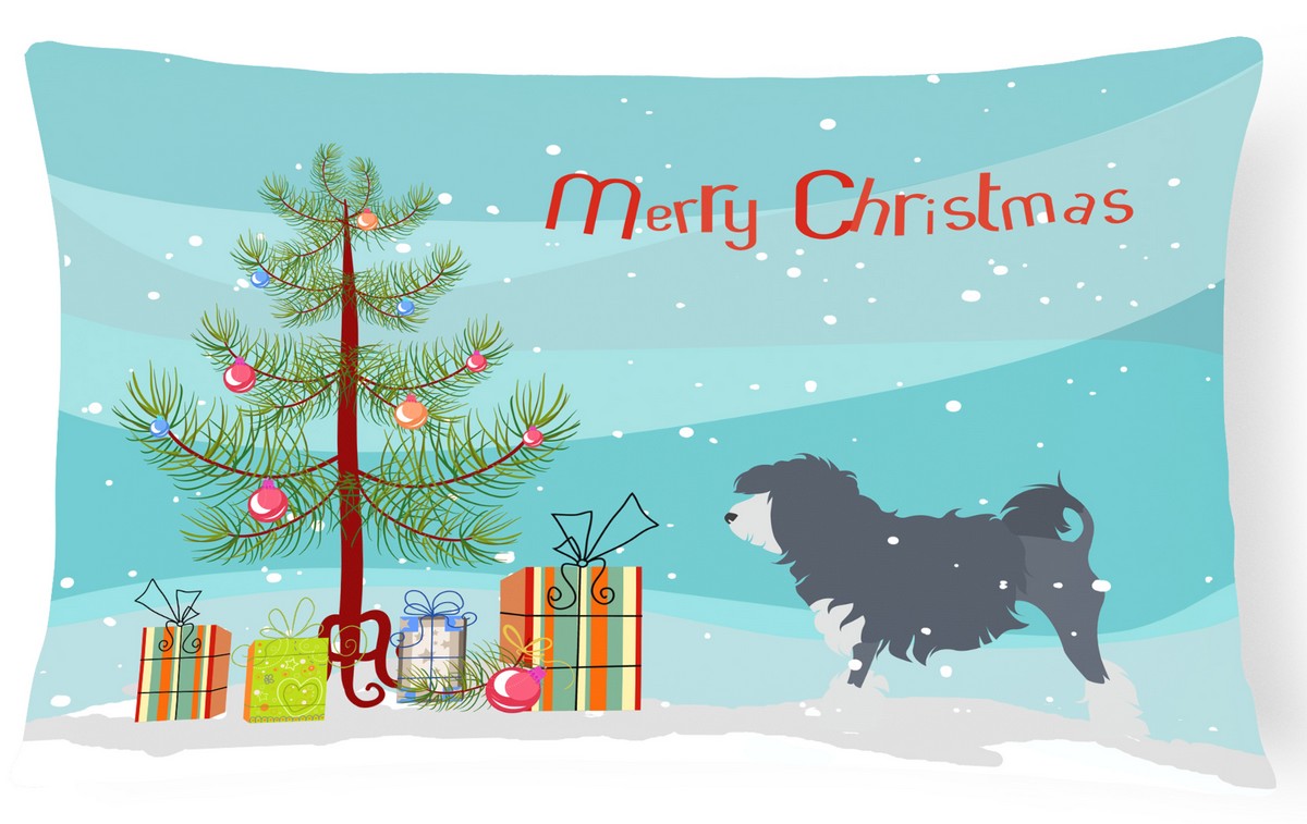 Lowchen Merry Christmas Tree Canvas Fabric Decorative Pillow