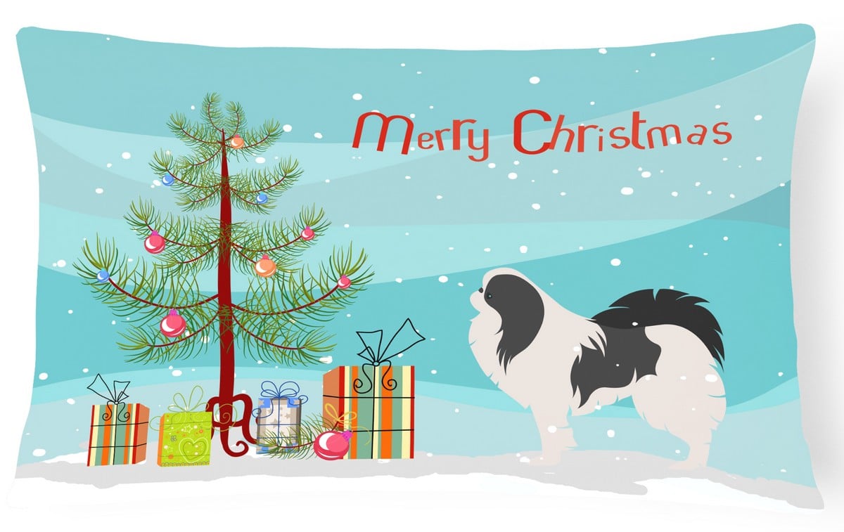 Japanese Chin Merry Christmas Tree Canvas Fabric Decorative Pillow