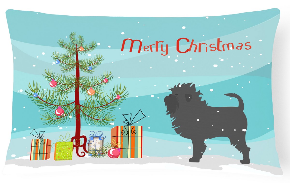 Affenpinscher Merry Christmas Tree Canvas Fabric Decorative Pillow