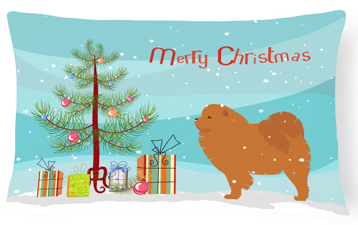 Chow Chow Merry Christmas Tree Canvas Fabric Decorative Pillow