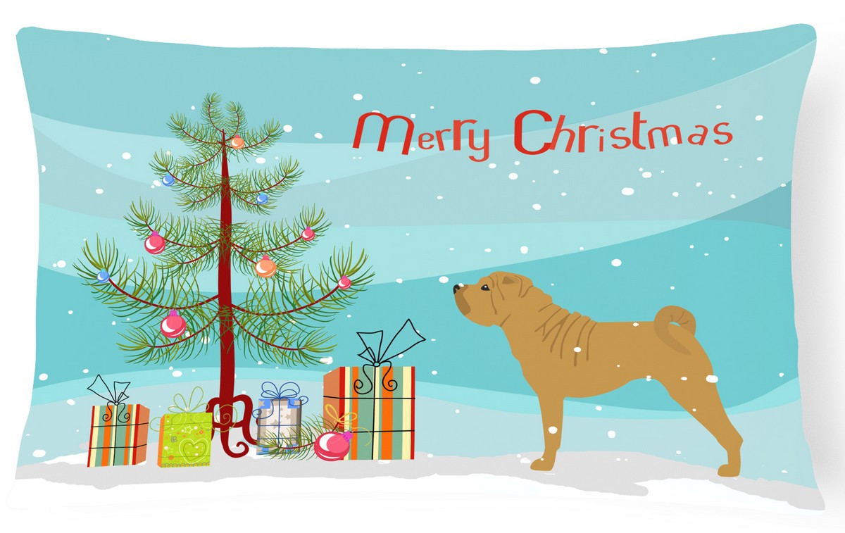 Shar Pei Merry Christmas Tree Canvas Fabric Decorative Pillow