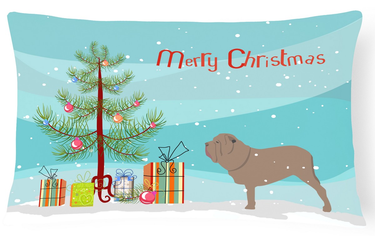 Neapolitan Mastiff Merry Christmas Tree Canvas Fabric Decorative Pillow