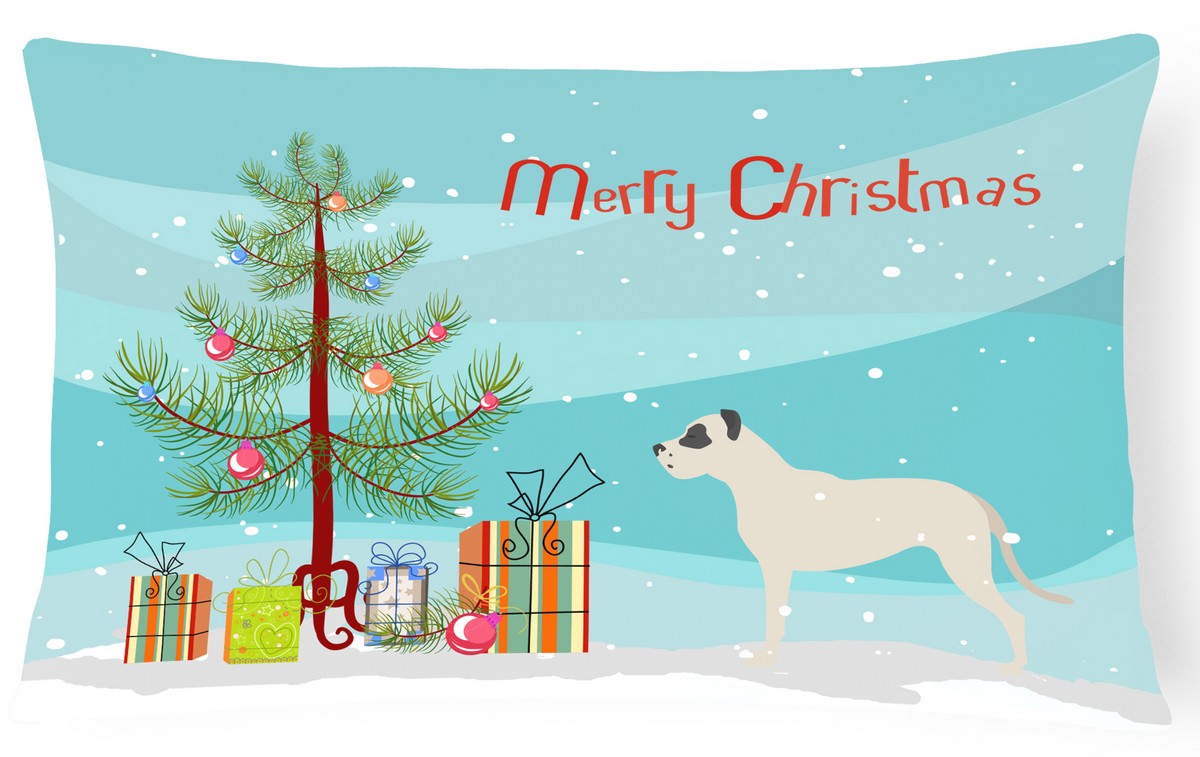 BB2985PW1216 Dogo Argentino Merry Christmas Tree Canvas Fabric Decorative Pillow