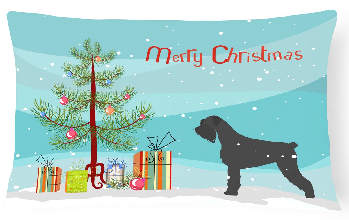 Giant Schnauzer Merry Christmas Tree Canvas Fabric Decorative Pillow