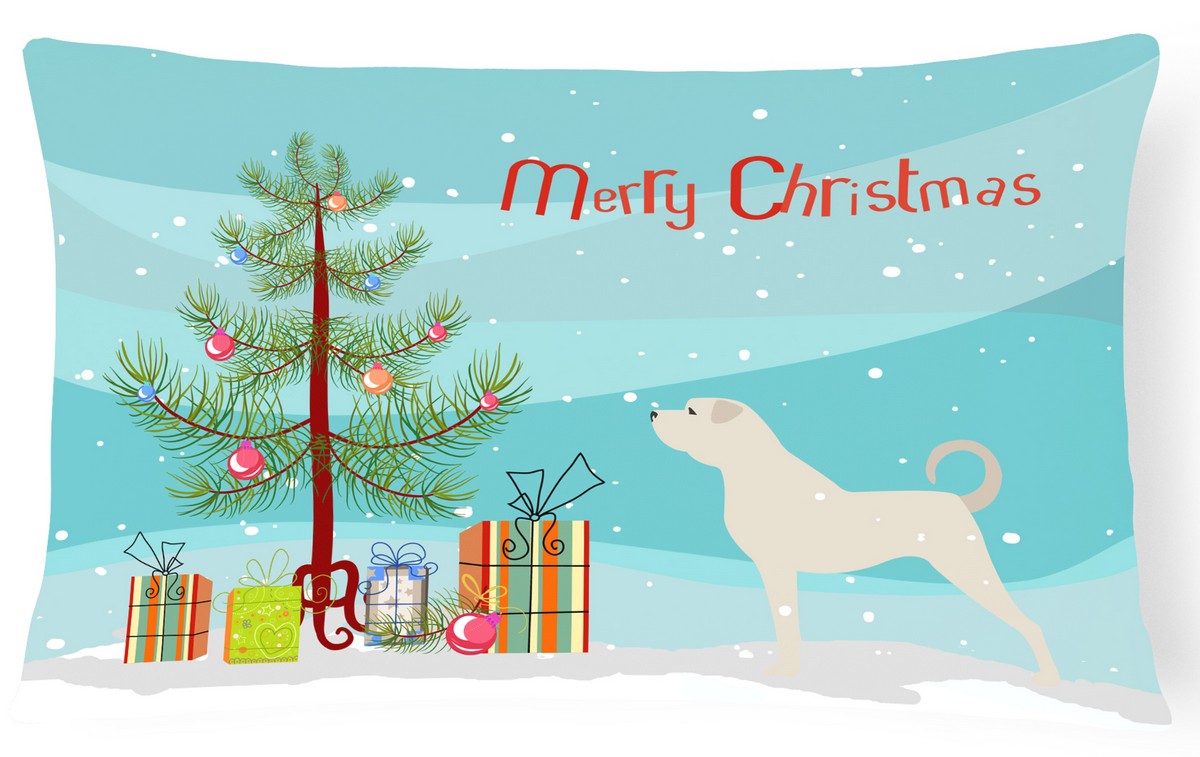 BB2995PW1216 Anatolian Shepherd Merry Christmas Tree Canvas Fabric Decorative Pillow