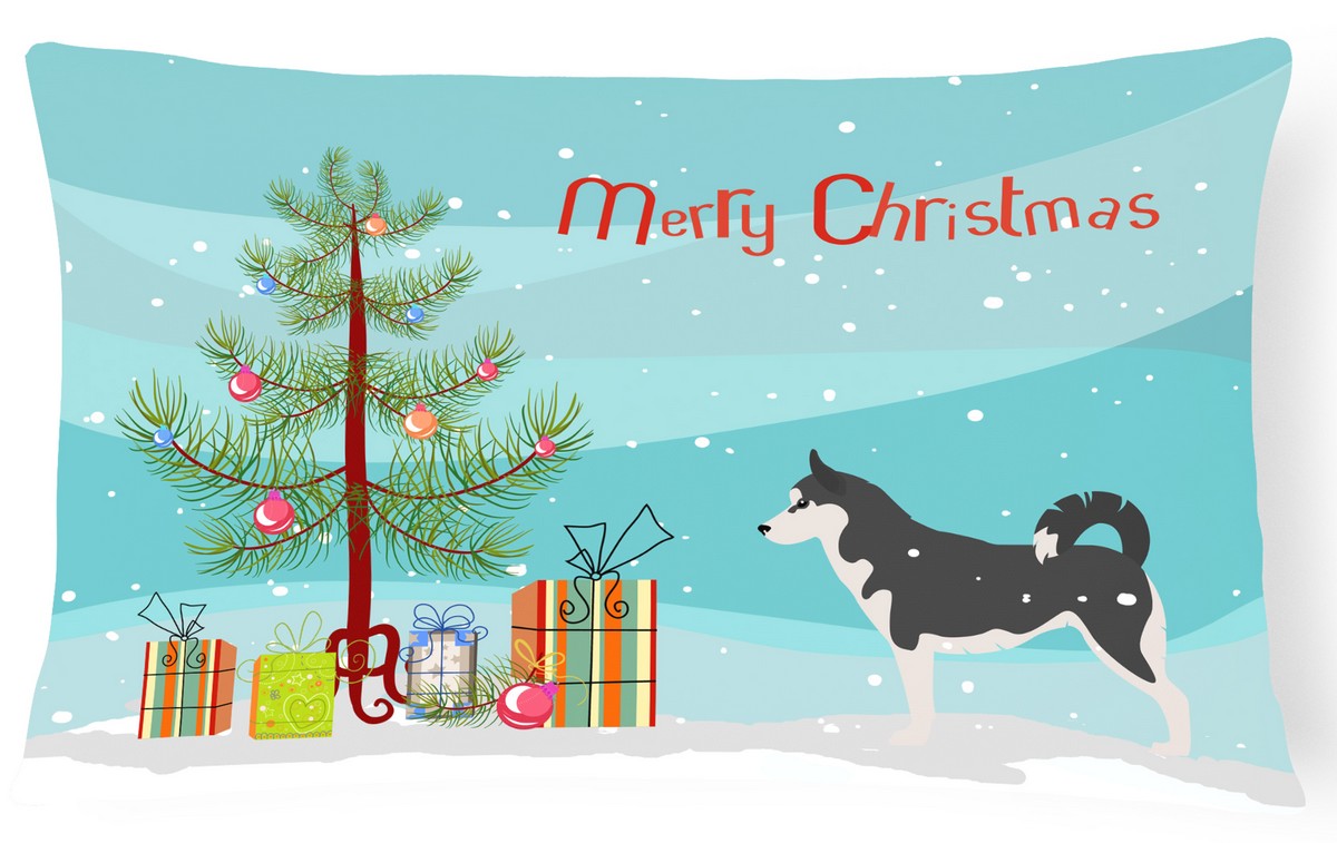 Siberian Husky Merry Christmas Tree Canvas Fabric Decorative Pillow