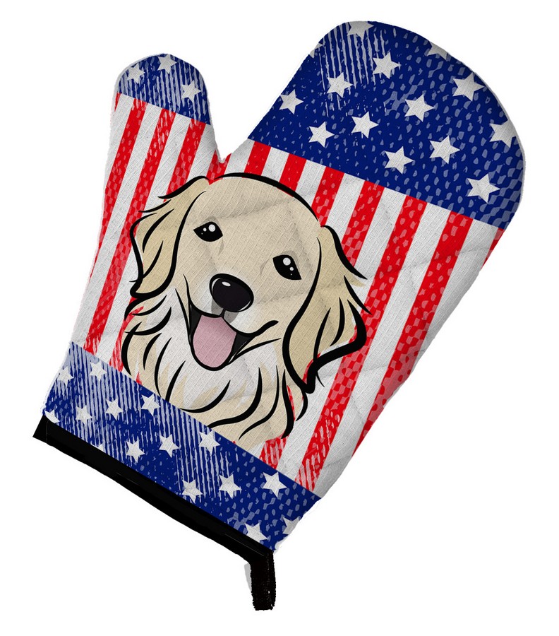 Picture of Carolines Treasures BB2135OVMT American Flag & Golden Retriever Oven Mitt