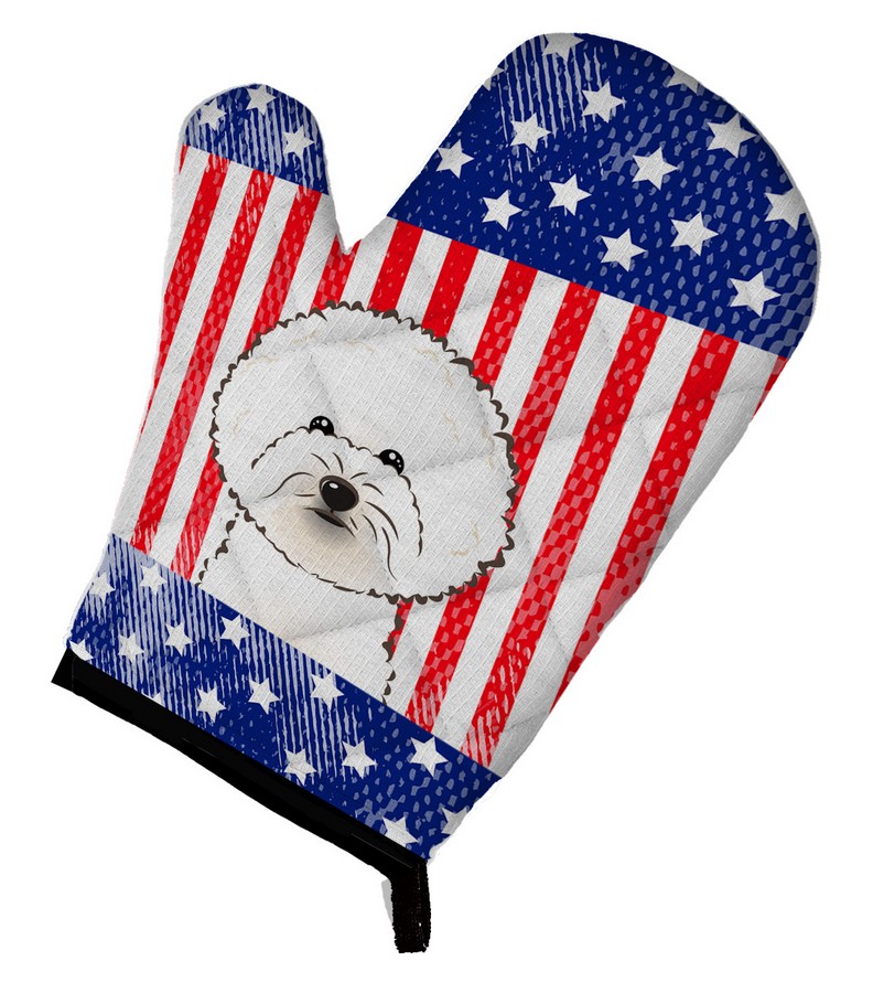 Picture of Carolines Treasures BB2147OVMT American Flag & Bichon Frise Oven Mitt