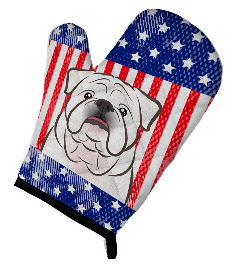 Picture of Carolines Treasures BB2150OVMT American Flag & White English Bulldog Oven Mitt