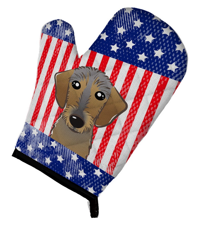 Picture of Carolines Treasures BB2163OVMT American Flag & Wirehaired Dachshund Oven Mitt