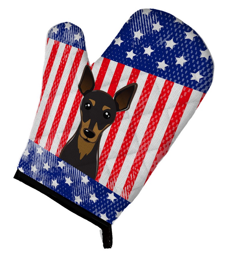 Picture of Carolines Treasures BB2170OVMT American Flag & Min Pin Oven Mitt