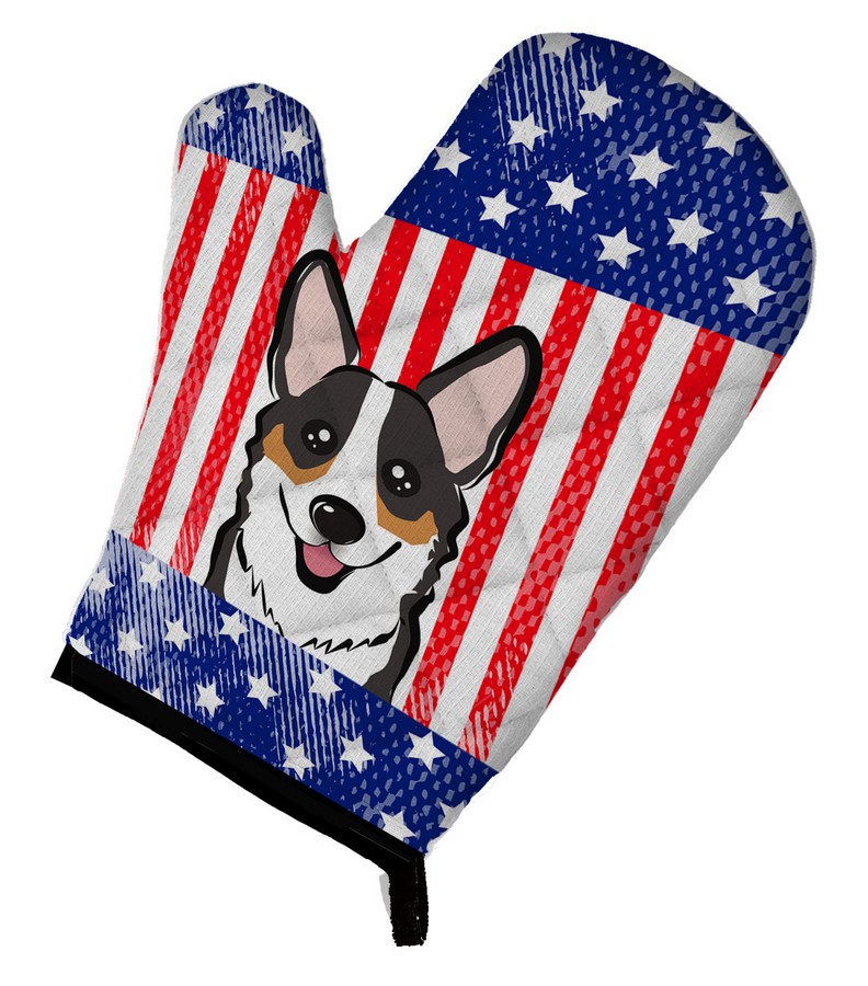 Picture of Carolines Treasures BB2185OVMT American Flag & Tricolor Corgi Oven Mitt