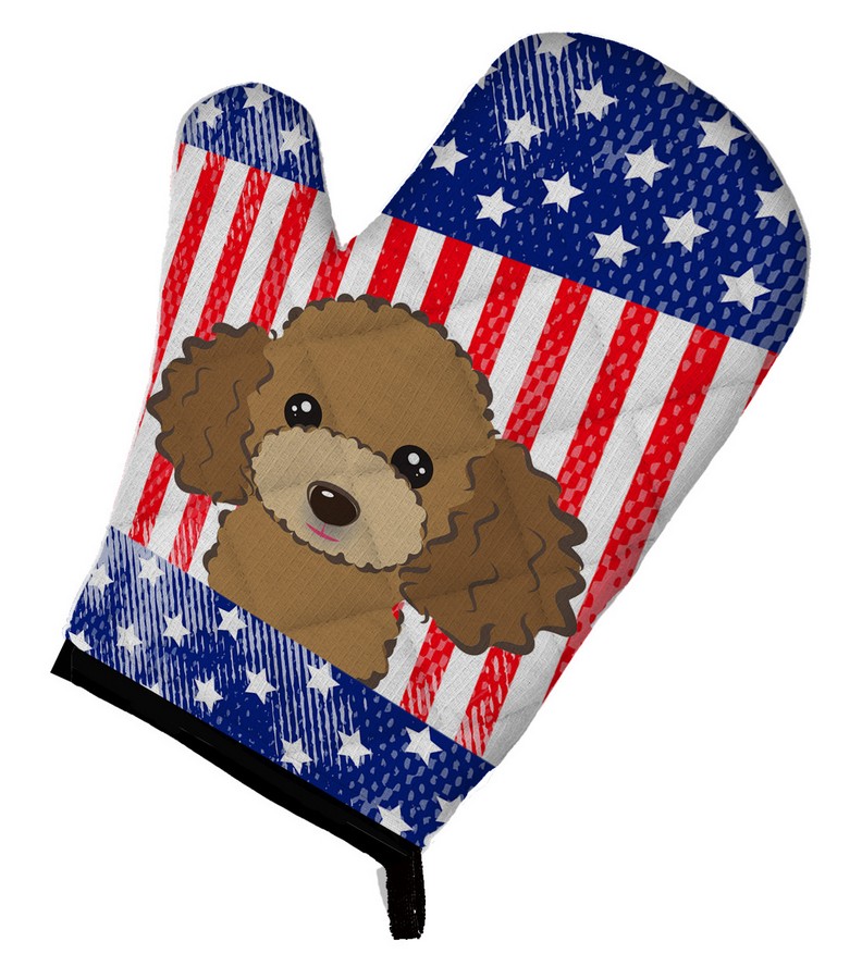 Picture of Carolines Treasures BB2186OVMT American Flag & Chocolate Brown Poodle Oven Mitt