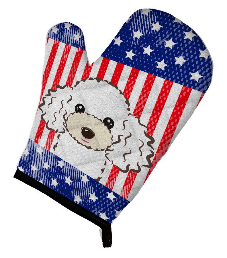 Picture of Carolines Treasures BB2187OVMT American Flag & White Poodle Oven Mitt