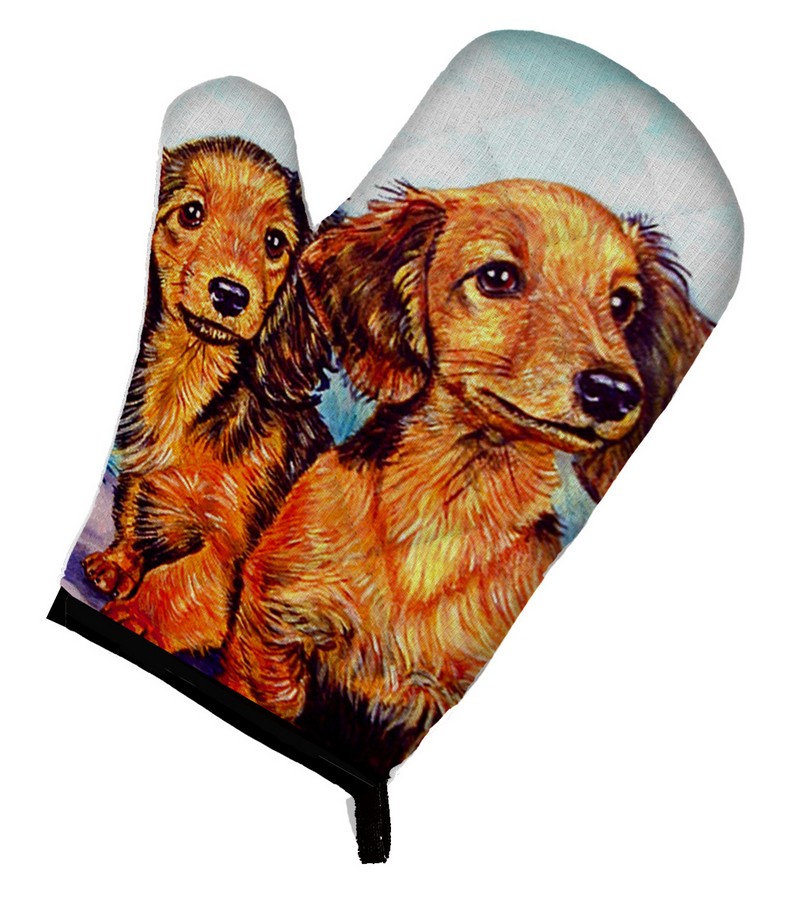 Picture of Carolines Treasures 7022OVMT Long Hair Red Dachshund Two Peas Oven Mitt