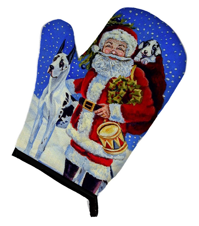 Picture of Carolines Treasures 7083OVMT Harlequin Great Dane with Santa Claus Oven Mitt