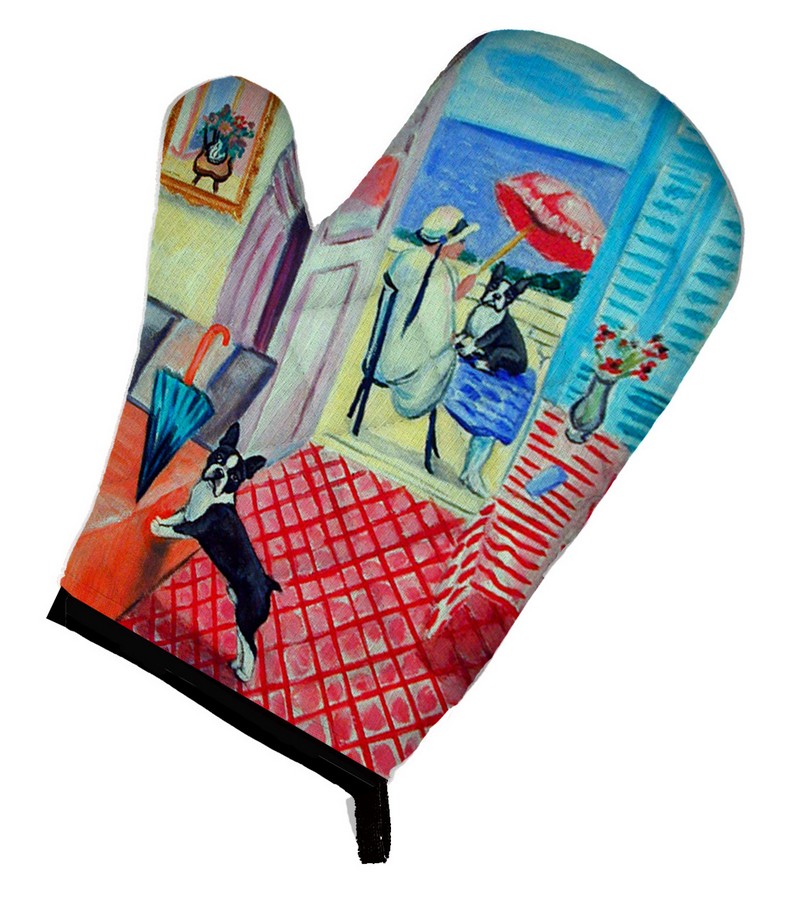 Picture of Carolines Treasures 7120OVMT Lady with Her Boston Terrier Oven Mitt