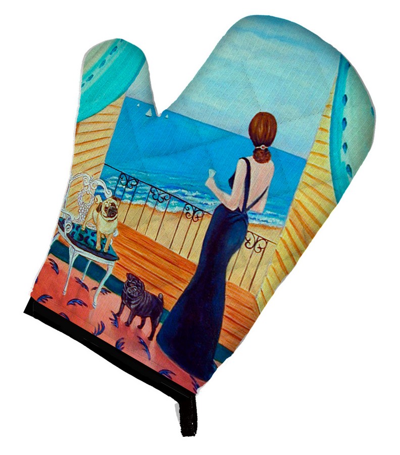 Picture of Carolines Treasures 7133OVMT Lady with Her Pug Oven Mitt