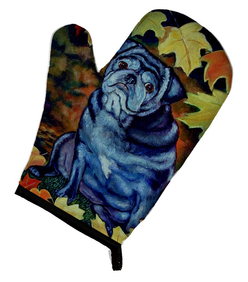 Picture of Carolines Treasures 7159OVMT Old Black Pug in Fall Leaves Oven Mitt