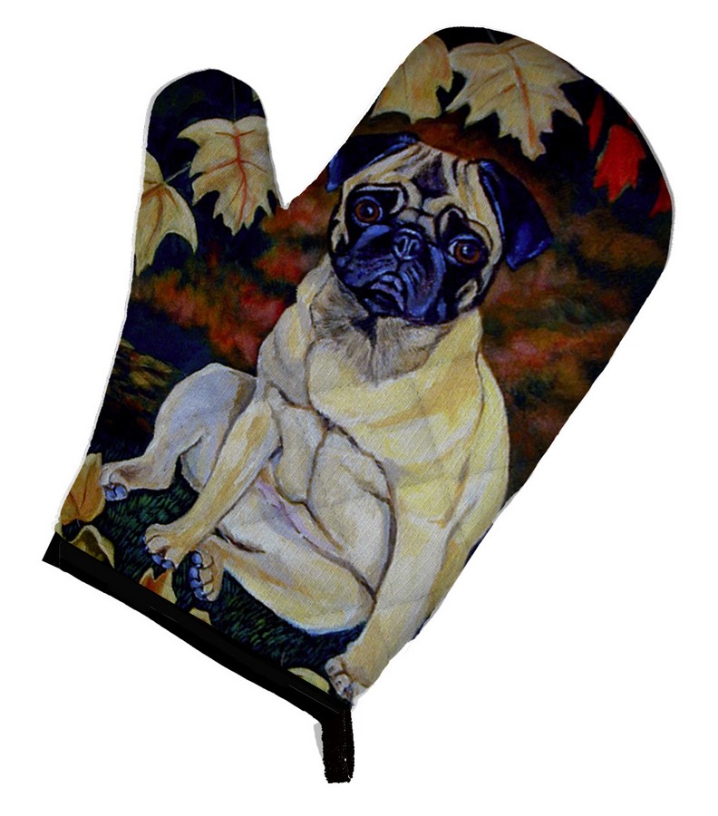 Picture of Carolines Treasures 7160OVMT Fawn Pug in Fall Leaves Oven Mitt
