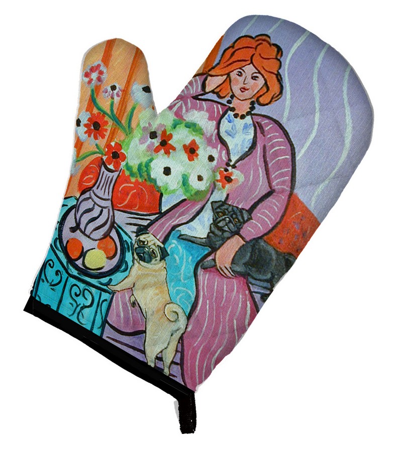 Picture of Carolines Treasures 7266OVMT Lady with Her Pug Oven Mitt