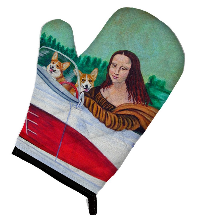 Picture of Carolines Treasures 7284OVMT Mona Lisa with Corgi Oven Mitt