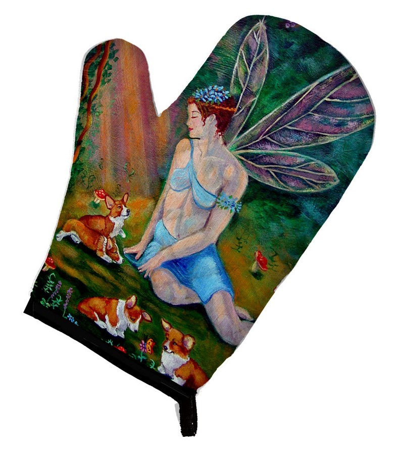 Picture of Carolines Treasures 7295OVMT Fairy in the woods with Her Corgis Oven Mitt