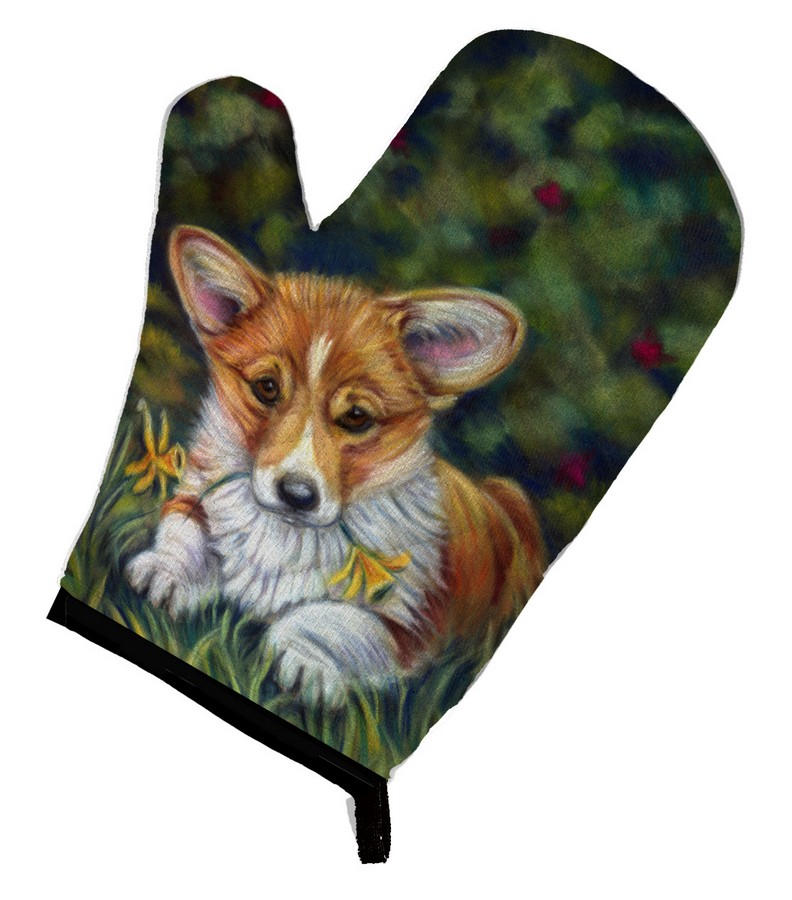 Picture of Carolines Treasures 7300OVMT Corgi Pup & Daffodils Oven Mitt