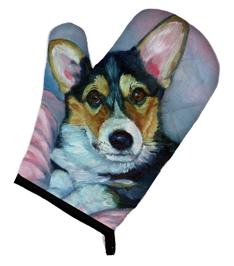 Picture of Carolines Treasures 7301OVMT Corgi Puppy with Pink Blanket Oven Mitt