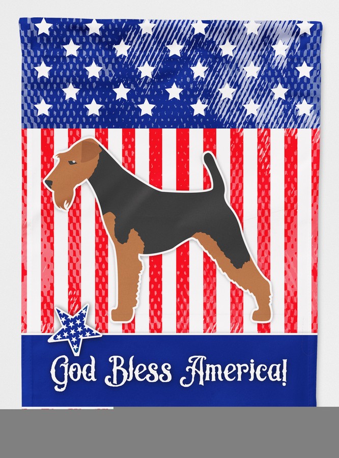 USA Patriotic Welsh Terrier Flag Canvas House Size