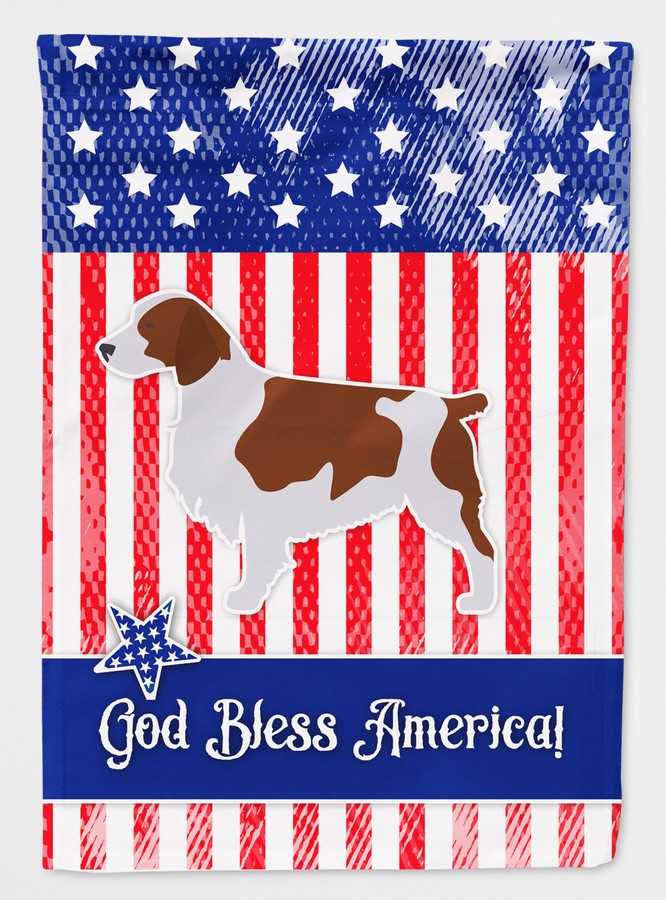 USA Patriotic Welsh Springer Spaniel Flag Canvas House Size