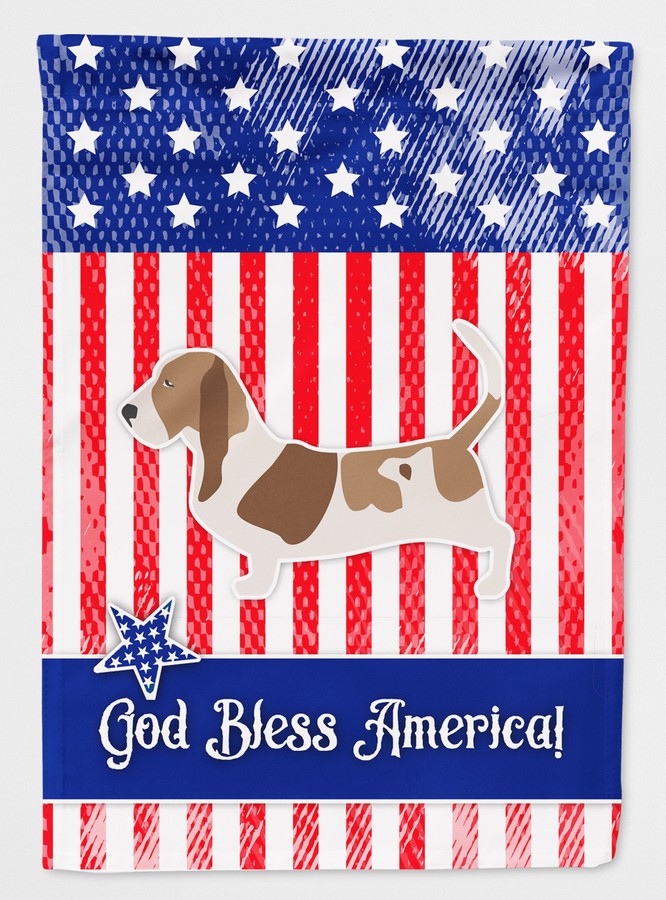 USA Patriotic Basset Hound Flag Canvas House Size